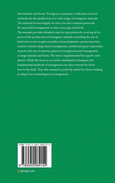 Produktbild: Mammalian and Avian Transgenesis - New Approaches