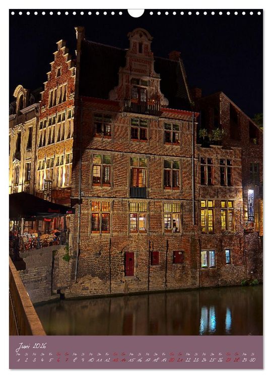 Produktbild: D&auml;mmerung in Gent und Br&uuml;gge (Wandkalender 2026 DIN A3 hoch), CALVENDO Monatskalender