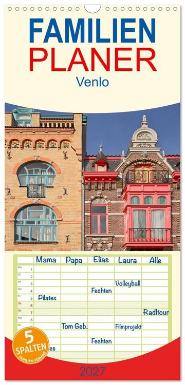 Produktbild: Familienplaner 2027 - Venlo mit 5 Spalten (Wandkalender, 21 x 45 cm) CALVENDO
