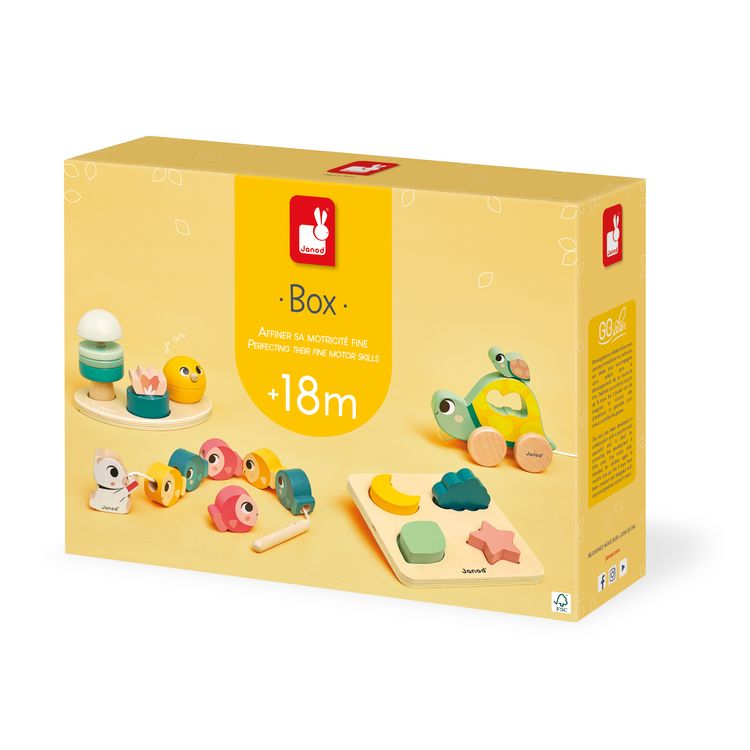 Produktbild: Entwicklungsbox mit 4 Spielzeugen ab 18 Monaten &ndash; Ziehspiel, Musik u. Puzzle