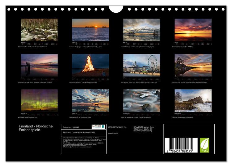 Produktbild: Finnland - Nordische Farbenspiele (Wandkalender 2026 DIN A4 quer), CALVENDO Monatskalender