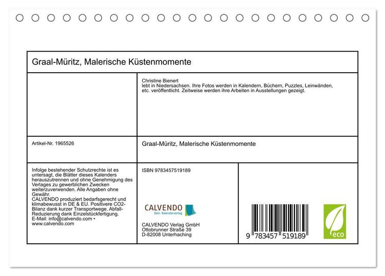 Produktbild: Graal-M&uuml;ritz, Malerische K&uuml;stenmomente (Tischkalender 2026 DIN A5 quer), CALVENDO Monatskalender