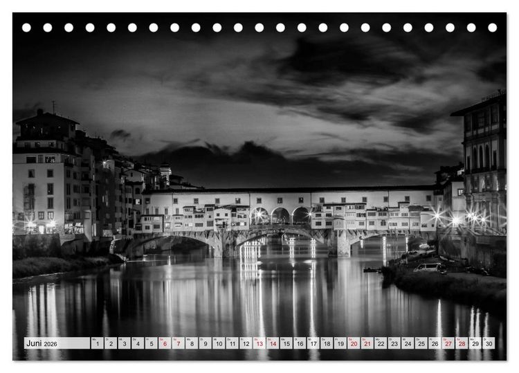 Produktbild: FLORENZ Monochrome Impressionen (Tischkalender 2026 DIN A5 quer), CALVENDO Monatskalender