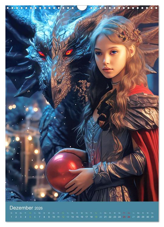 Produktbild: Drachenfrauen - Fantasiebilder (Wandkalender 2026 DIN A3 hoch), CALVENDO Monatskalender