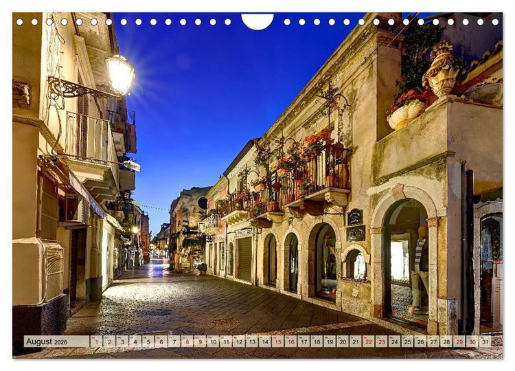 Produktbild: Taormina zur blauen Stunde (Wandkalender 2026 DIN A4 quer), CALVENDO Monatskalender