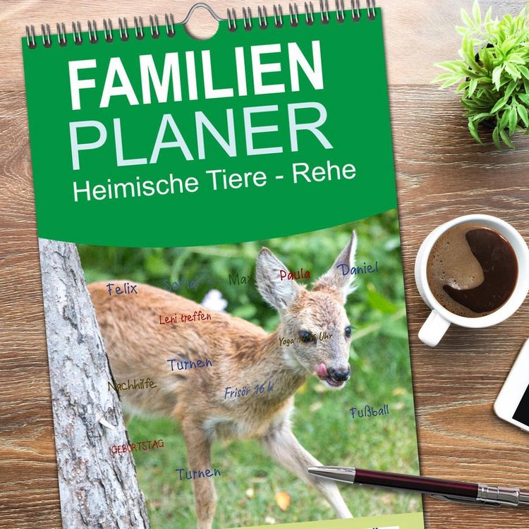 Produktbild: Familienplaner 2026 - Heimische Tiere - Rehe mit 5 Spalten (Wandkalender, 21 x 45 cm) CALVENDO