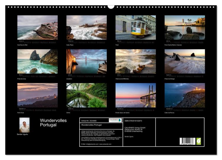Produktbild: Wundervolles Portugal (Wandkalender 2026 DIN A2 quer), CALVENDO Monatskalender