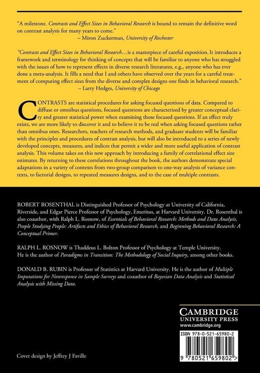 Produktbild: Contrasts and Effect Sizes in Behavioral Research