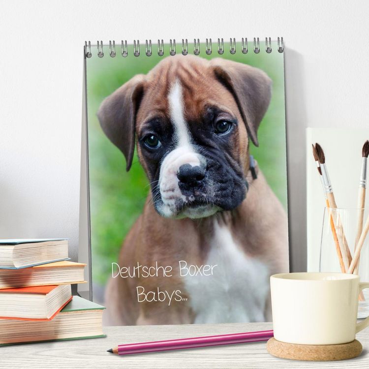 Produktbild: Deutsche Boxer Babys... (Tischkalender 2026 DIN A5 hoch), CALVENDO Monatskalender