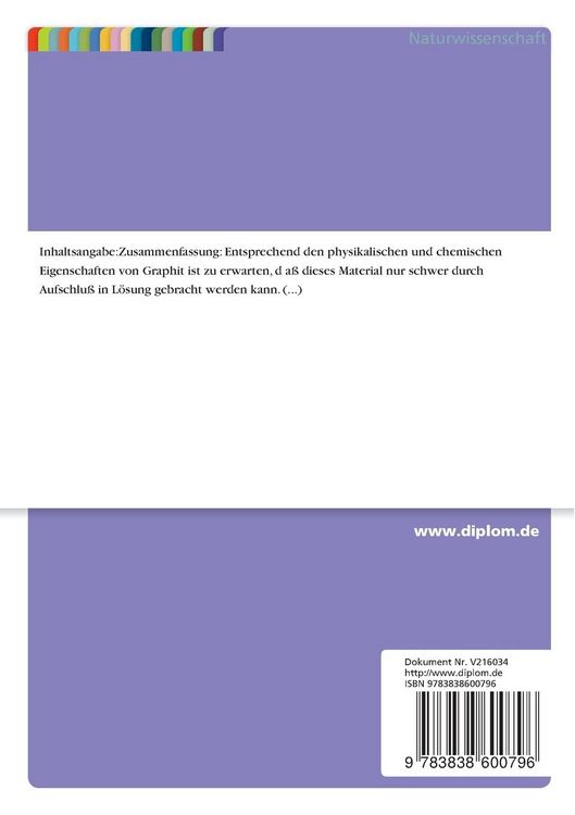 Produktbild: Entwicklung und Anwendung einer Suspensionstechnik f&uuml;r die Element-Analyse von Graphitpulver mit elektrothermischer Atomabsorptionsspektronomie