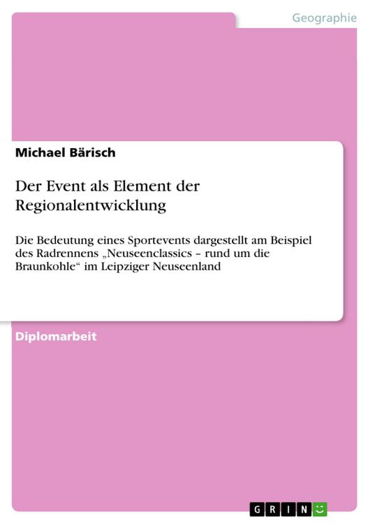Produktbild: Der Event als Element der Regionalentwicklung
