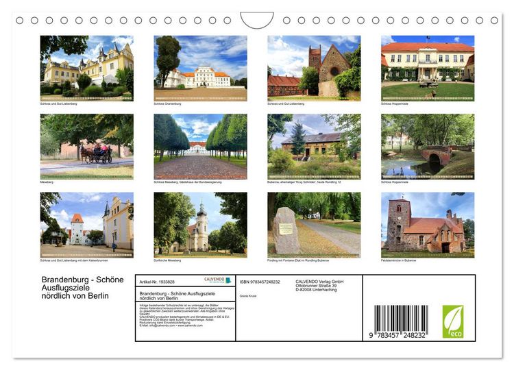 Produktbild: Brandenburg - Sch&ouml;ne Ausflugsziele n&ouml;rdlich von Berlin (Wandkalender 2026 DIN A4 quer), CALVENDO Monatskalender