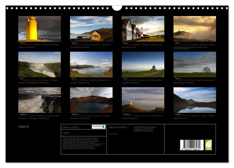 Produktbild: Island (Wandkalender 2026 DIN A3 quer), CALVENDO Monatskalender