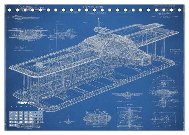 Produktbild: Steampunk - Blaupausen (Tischkalender 2026 DIN A5 quer), CALVENDO Monatskalender
