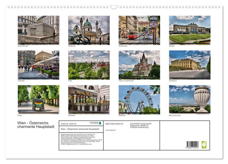 Produktbild: Wien - &Ouml;sterreichs charmante Hauptstadt (Wandkalender 2026 DIN A2 quer), CALVENDO Monatskalender