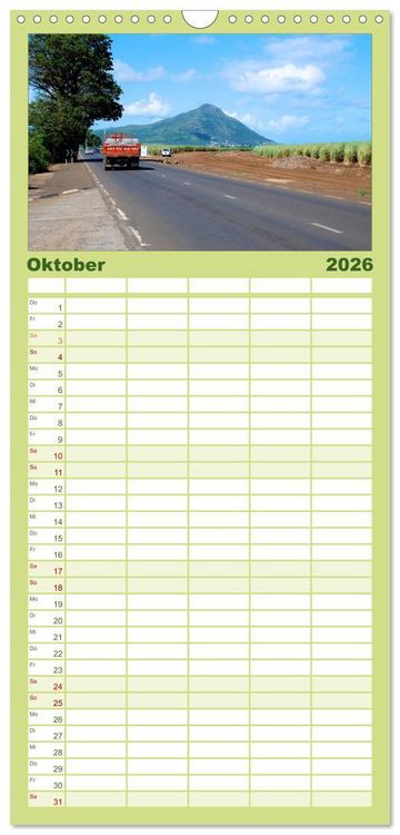 Produktbild: Familienplaner 2026 - Mauritius mit 5 Spalten (Wandkalender, 21 x 45 cm) CALVENDO