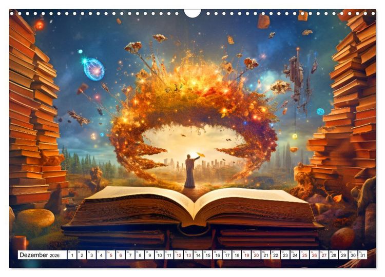 Produktbild: Mystische Welten - Mit B&uuml;chern die Grenzen der Phantasie erweitern (Wandkalender 2026 DIN A3 quer), CALVENDO Monatskalender