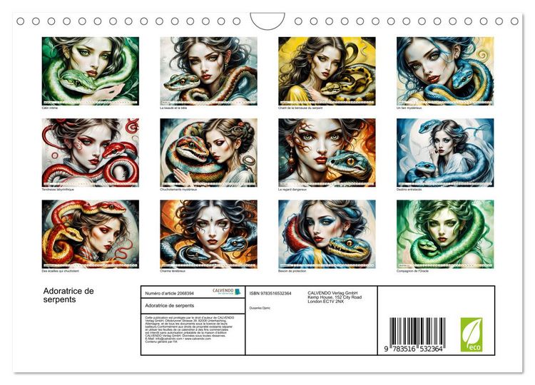 Produktbild: Adoratrice de serpents (Calendrier mural 2026 DIN A4 vertical), CALVENDO calendrier mensuel