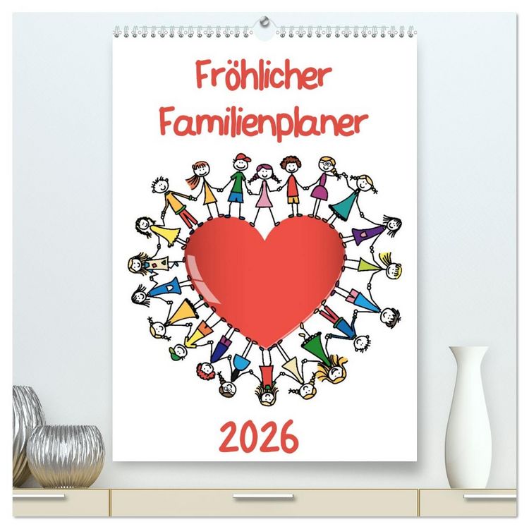 Produktbild: Fr&ouml;hlicher Familienplaner (hochwertiger Premium Wandkalender 2026 DIN A2 hoch), Kunstdruck in Hochglanz