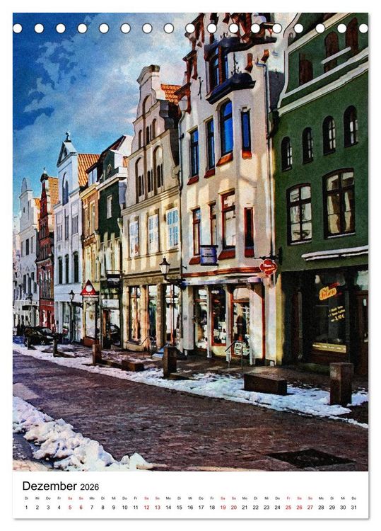 Produktbild: Hansestadt Wismar - Aquarellansichten der Perle des Nordens (Tischkalender 2026 DIN A5 hoch), CALVENDO Monatskalender