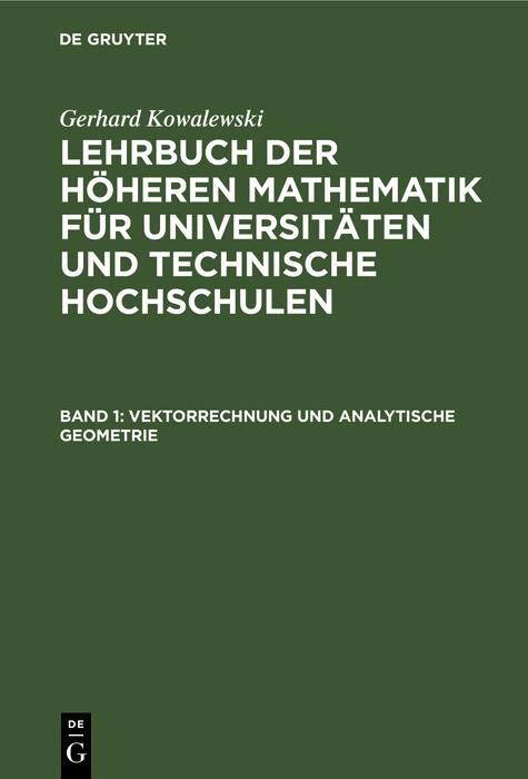 Produktbild: Vektorrechnung und analytische Geometrie