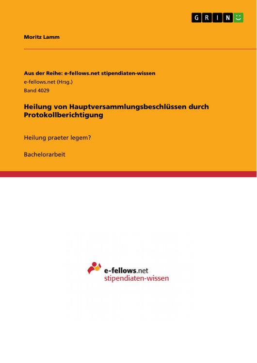 Produktbild: Heilung von Hauptversammlungsbeschl&uuml;ssen durch Protokollberichtigung