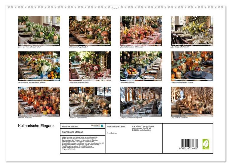 Produktbild: Kulinarische Eleganz (hochwertiger Premium Wandkalender 2026 DIN A2 quer), Kunstdruck in Hochglanz