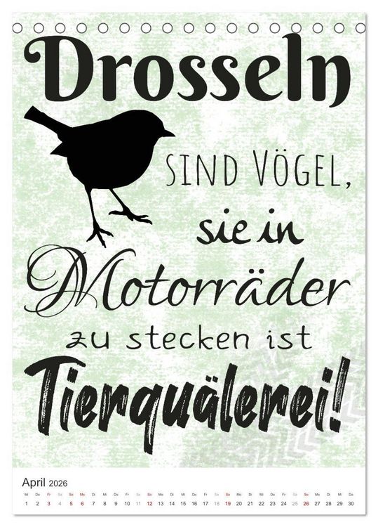 Produktbild: Coole Biker-Spr&uuml;che (Tischkalender 2026 DIN A5 hoch), CALVENDO Monatskalender