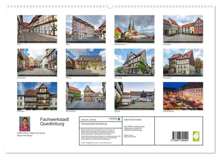 Produktbild: Fachwerkstadt Quedlinburg (hochwertiger Premium Wandkalender 2026 DIN A2 quer), Kunstdruck in Hochglanz