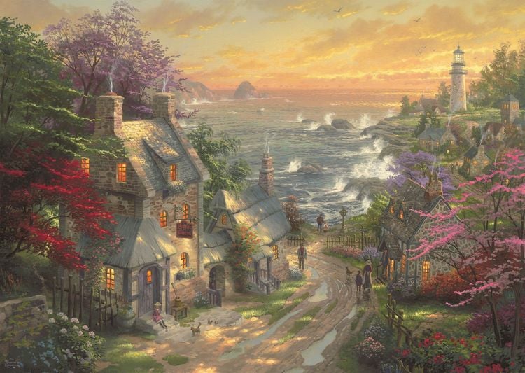 Produktbild: Puzzle Schmidt Spiele 59482 D&ouml;rfchen am Leuchtturm Thomas Kinkade 3000 Teile