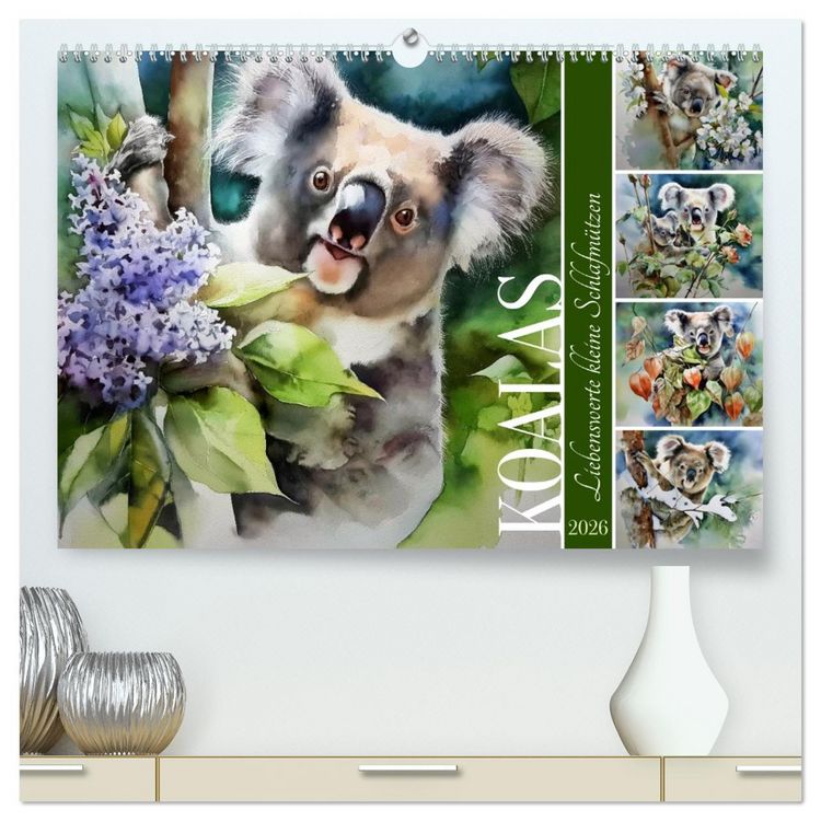 Produktbild: Koalas, liebenswerte kleine Schlafm&uuml;tzen (hochwertiger Premium Wandkalender 2026 DIN A2 quer), Kunstdruck in Hochglanz