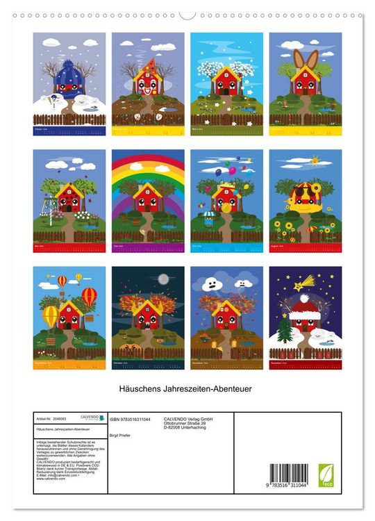 Produktbild: H&auml;uschens Jahreszeiten-Abenteuer (hochwertiger Premium Wandkalender 2026 DIN A2 hoch), Kunstdruck in Hochglanz