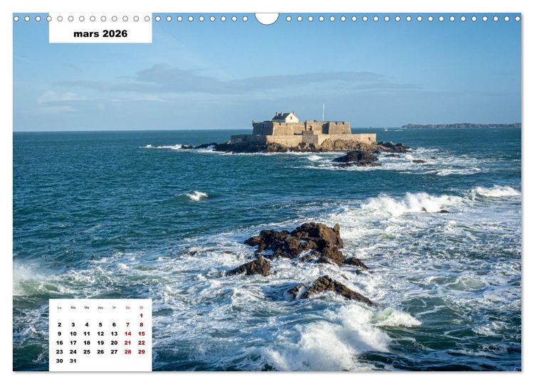 Produktbild: La Bretagne. La c&ocirc;te d'Emeraude et la c&ocirc;te de Penthi&egrave;vre (Calendrier mural 2026 DIN A3 vertical), CALVENDO calendrier mensuel