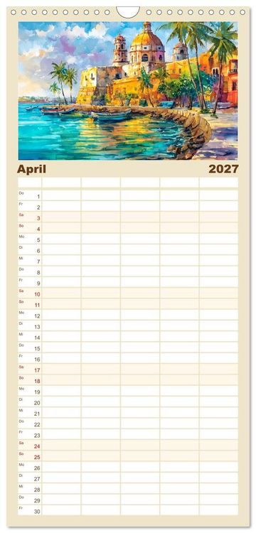 Produktbild: Familienplaner 2027 - Magisches Mexiko. Leuchtende Impressionen mit 5 Spalten (Wandkalender, 21 x 45 cm) CALVENDO