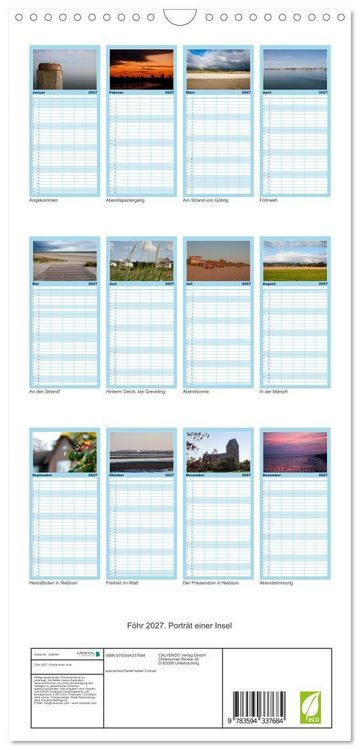 Produktbild: Familienplaner 2027 - F&ouml;hr 2027. Portr&auml;t einer Insel mit 5 Spalten (Wandkalender, 21 x 45 cm) CALVENDO