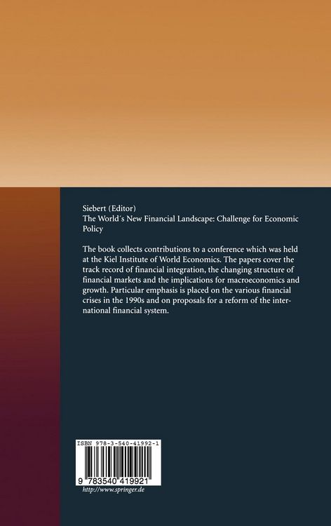 Produktbild: The World's New Financial Landscape: Challenges for Economic Policy