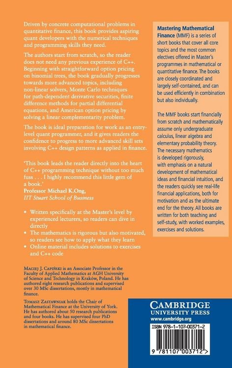 Produktbild: Numerical Methods in Finance with C++