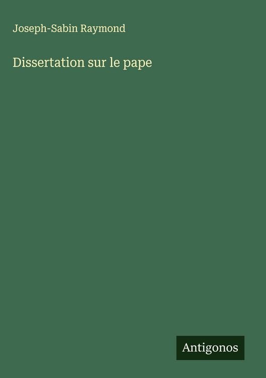 Produktbild: Dissertation sur le pape
