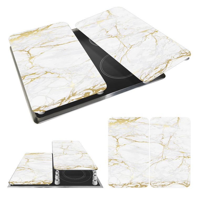 Produktbild: Herdabdeckplatte Universal Mod. Marmor Gold, 2er Set, f&uuml;r alle Herdarten geeignet