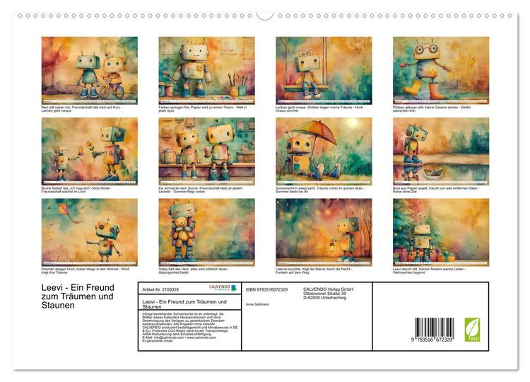 Produktbild: Leevi - Ein Freund zum Tr&auml;umen und Staunen (hochwertiger Premium Wandkalender 2026 DIN A2 quer), Kunstdruck in Hochglanz