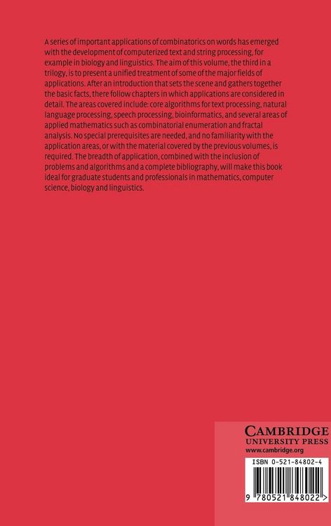 Produktbild: Applied Combinatorics on Words