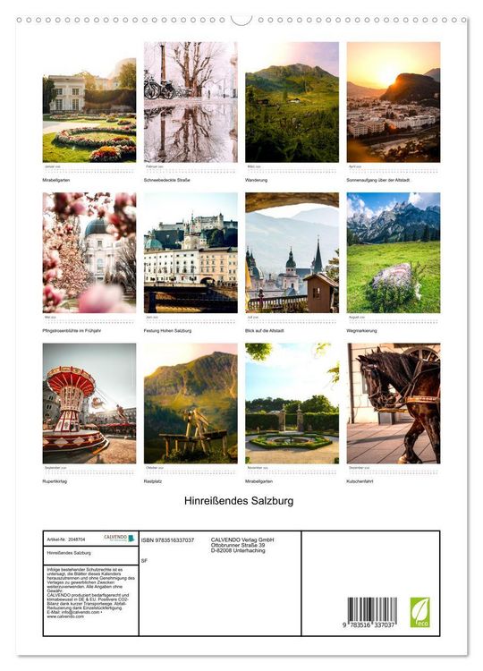 Produktbild: Hinrei&szlig;endes Salzburg (hochwertiger Premium Wandkalender 2026 DIN A2 hoch), Kunstdruck in Hochglanz