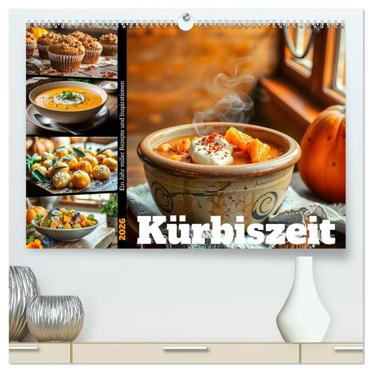 Produktbild: K&uuml;rbiszeit - Ein Jahr voller Rezepte und Inspirationen (hochwertiger Premium Wandkalender 2026 DIN A2 quer), Kunstdruck in Hochglanz