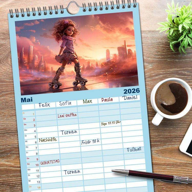 Produktbild: Familienplaner 2026 - Magie der Kindheit mit 5 Spalten (Wandkalender, 21 x 45 cm) CALVENDO