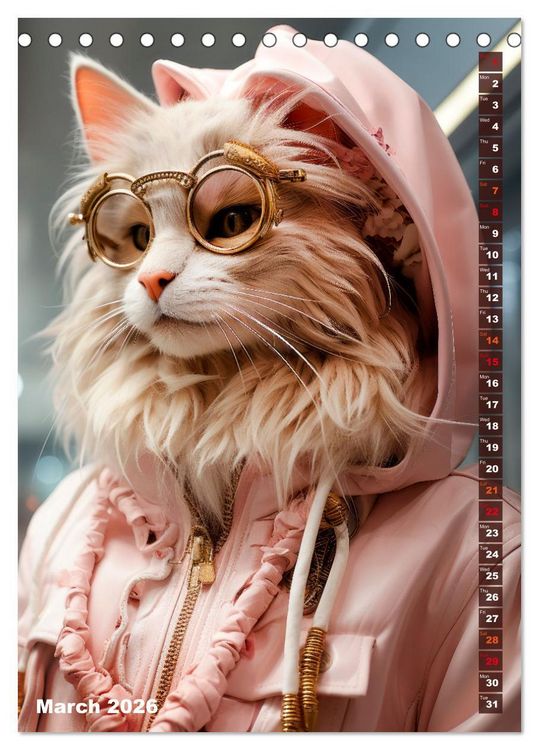Produktbild: Stylish cats (Desk Calendar 2026 DIN A5 portrait), CALVENDO 12 Month DeskCalendar