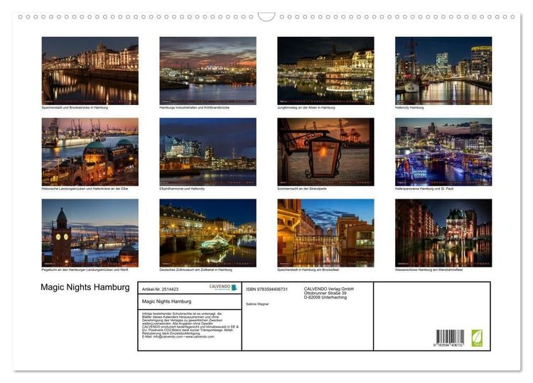 Produktbild: Magic Nights Hamburg (Wandkalender 2027 DIN A2 quer), CALVENDO Monatskalender