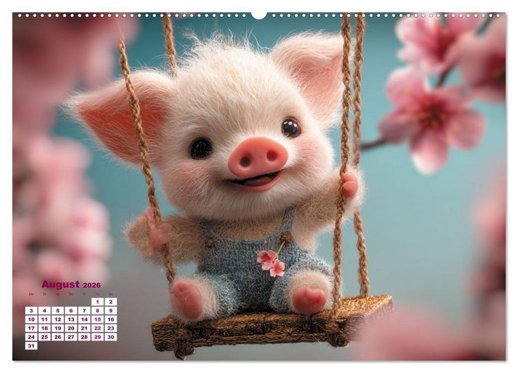 Produktbild: Vom Gl&uuml;ck, ein Schweinchen zu sein (hochwertiger Premium Wandkalender 2026 DIN A2 quer), Kunstdruck in Hochglanz