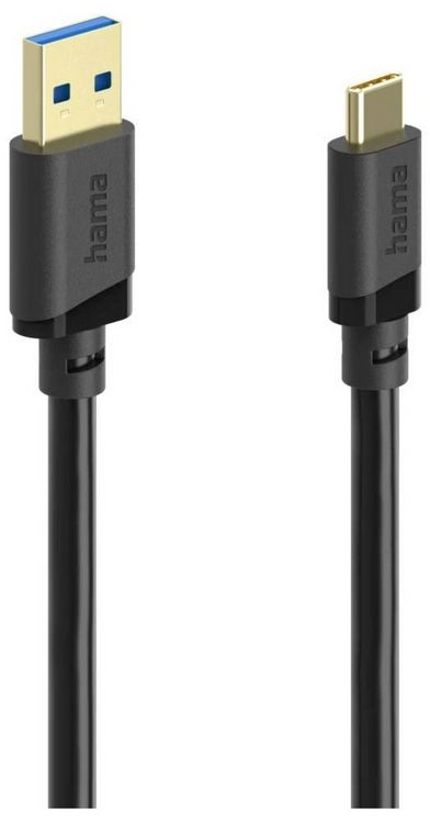 Produktbild: Hama USB-Kabel USB 3.2 Gen1 USB-A Stecker, USB-C&reg; Stecker 0.75 m Schwarz vergoldete Steckkontakte 00202005