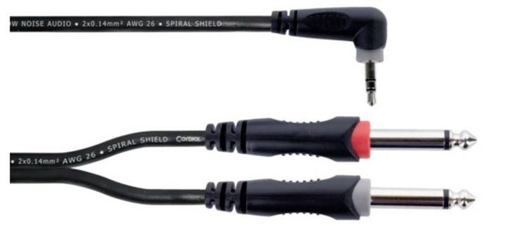 Produktbild: Cordial 14867 Audio Y-Adapter [1x Klinkenstecker 3.5 mm - 2x Klinkenstecker 6.3 mm (mono)] 1.50 m Schwarz PVC-Mantel, Zwillingsleitung