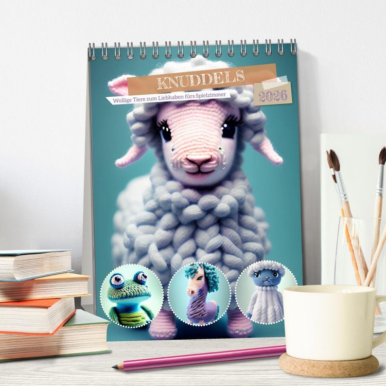 Produktbild: Knuddels. Wollige Tiere zum Liebhaben f&uuml;rs Spielzimmer (Tischkalender 2026 DIN A5 hoch), CALVENDO Monatskalender